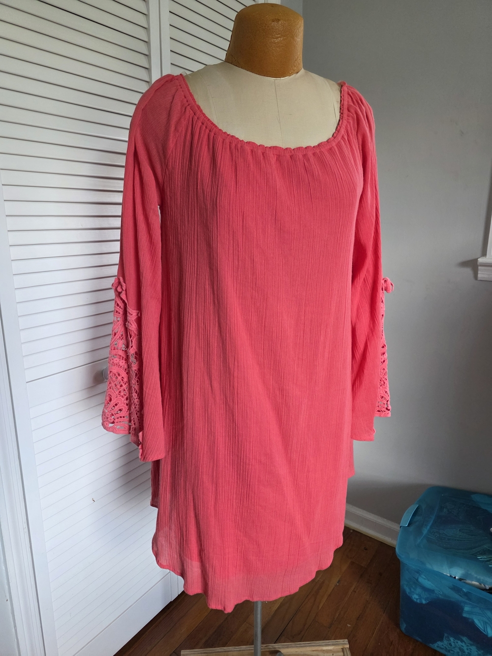 Wrangler Coral Peasant Dress XL 100% Cotton Tunic  Coastal Cowgirl